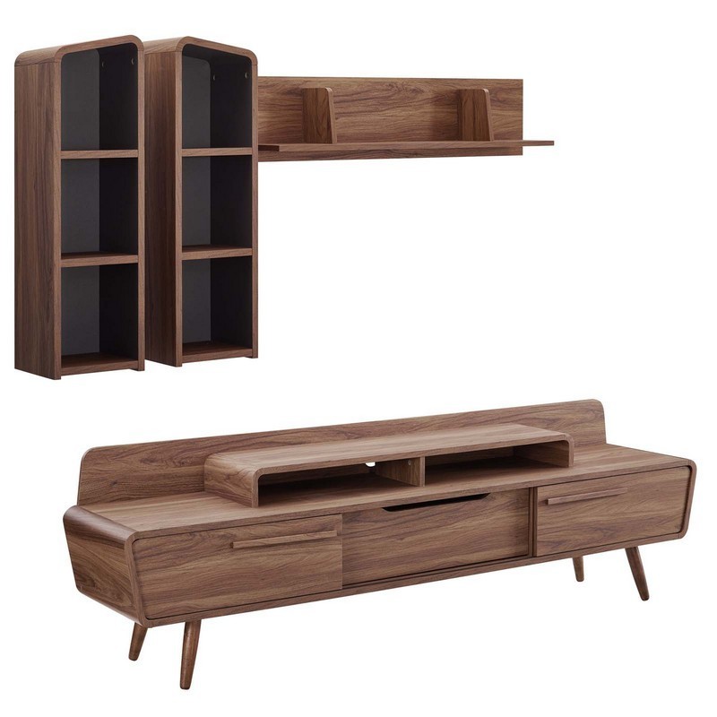 MODWAY EEI-3731-WAL-GRY-SET OMNISTAND 74 INCH 2 PIECE ENTERTAINMENT CENTER