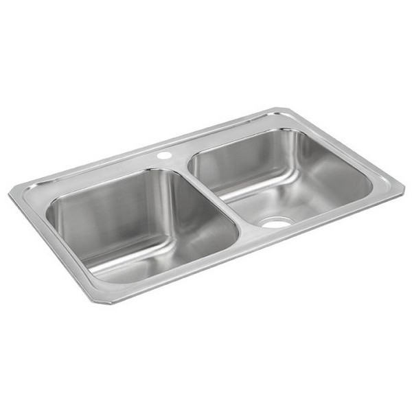 ELKAY STCR3322L0 CELEBRITY 33 INCH EQUAL DOUBLE BOWL DROP-IN STAINLESS STEEL KITCHEN SINK WITH LEFT SIDE PRIMARY BOWL - BRUSHED SATIN