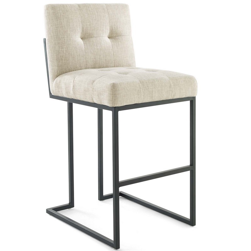 MODWAY EEI-3857 PRIVY 20 INCH BLACK STAINLESS STEEL UPHOLSTERED FABRIC BAR STOOL