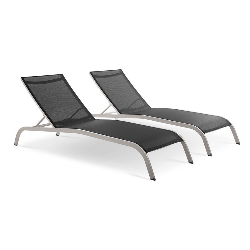MODWAY EEI-4005 SAVANNAH 50 INCH OUTDOOR PATIO MESH CHAISE LOUNGE SET OF 2
