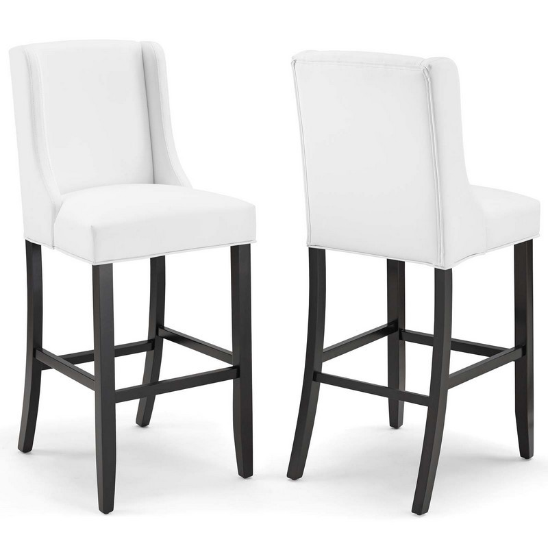 MODWAY EEI-4019-WHI BARON 44 INCH BAR STOOL FAUX LEATHER SET OF 2