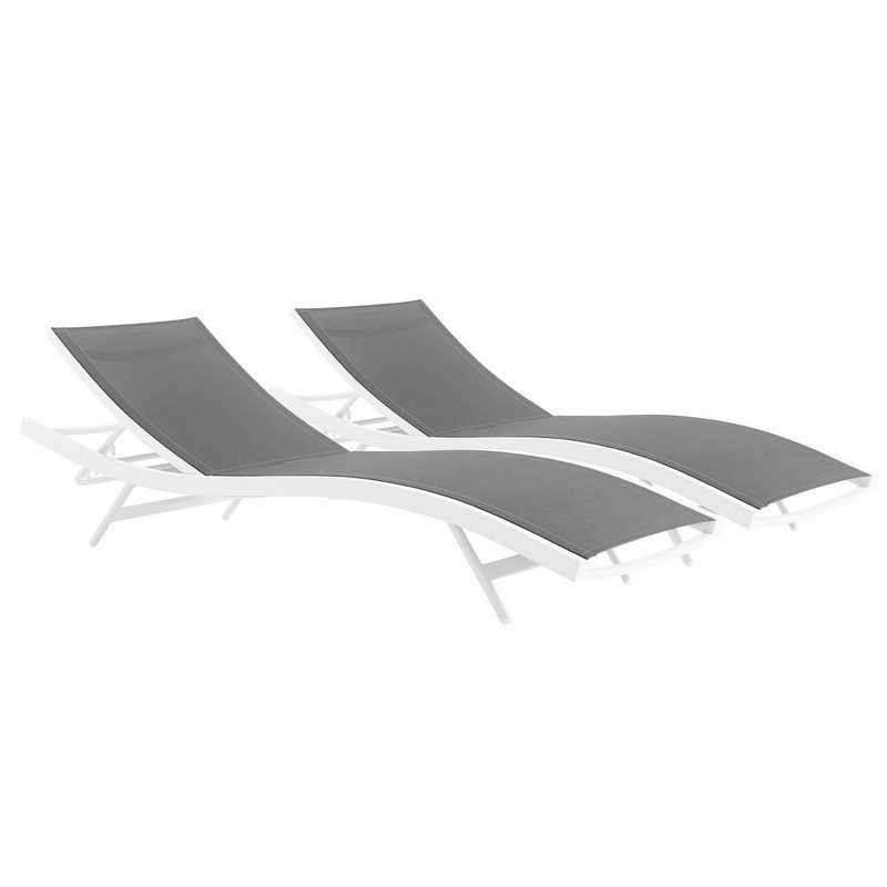 MODWAY EEI-4038 GLIMPSE 50 INCH OUTDOOR PATIO MESH CHAISE LOUNGE SET OF 2