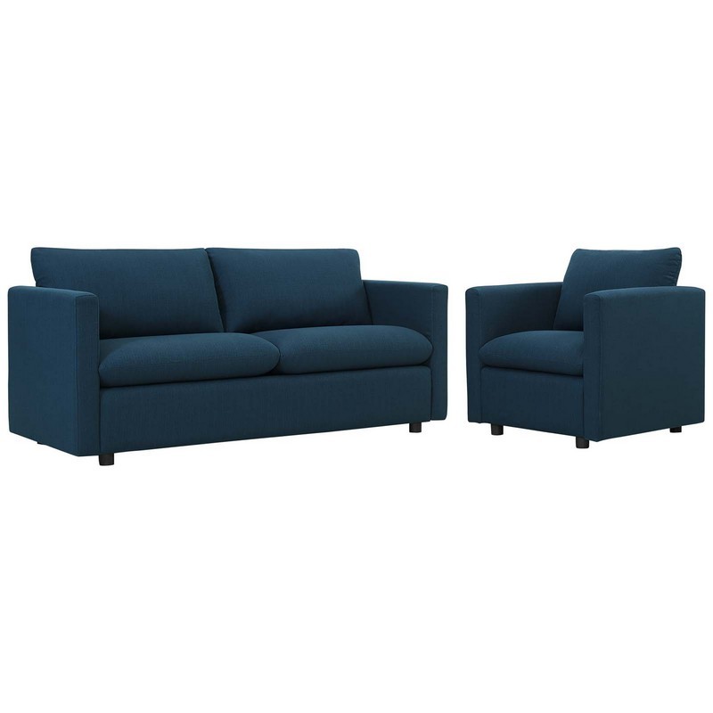 MODWAY EEI-4045 ACTIVATE 101 1/2 INCH UPHOLSTERED FABRIC SOFA AND ARMCHAIR SET