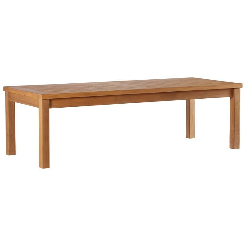 MODWAY EEI-4122-NAT UPLAND 59 INCH OUTDOOR PATIO TEAK WOOD COFFEE TABLE