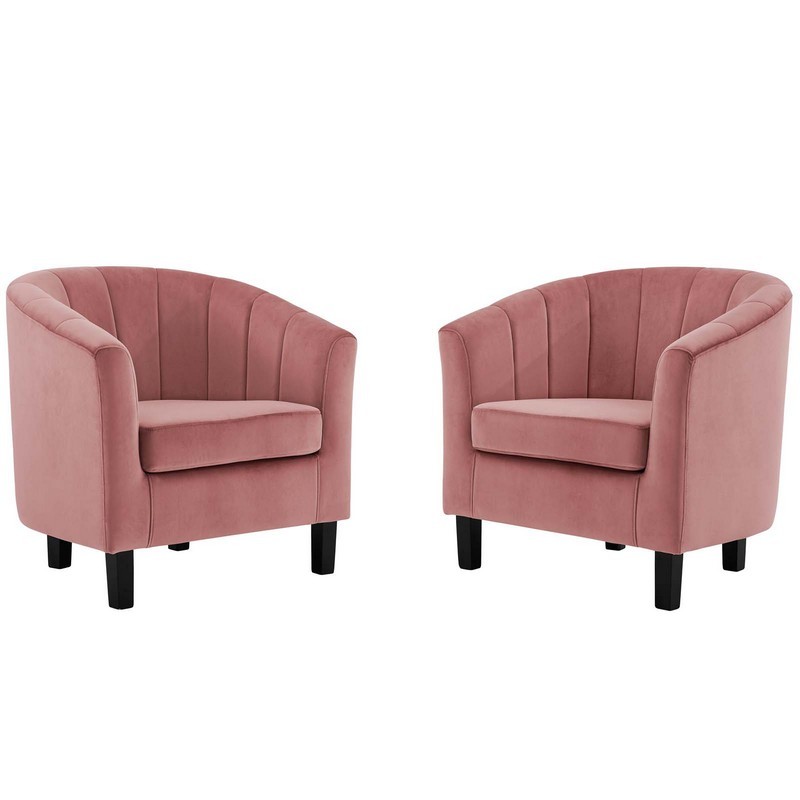 MODWAY EEI-4150 PROSPECT 56 INCH CHANNEL TUFTED PERFORMANCE VELVET ARMCHAIR SET OF 2