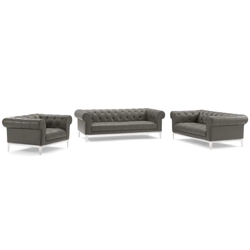 MODWAY EEI-4190 IDYLL 163 INCH 3 PIECE UPHOLSTERED LEATHER SET