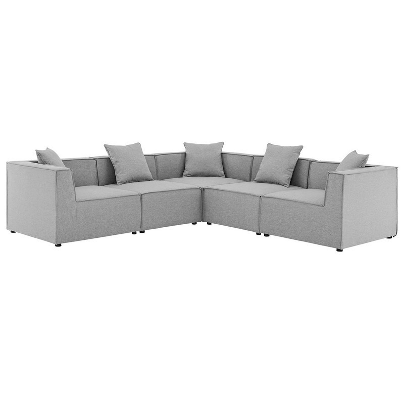 MODWAY EEI-4384 SAYBROOK 103 1/2 INCH OUTDOOR PATIO UPHOLSTERED 5-PIECE SECTIONAL SOFA