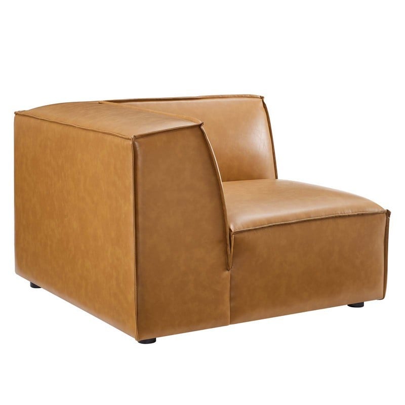 MODWAY EEI-4494-TAN RESTORE 40 1/2 INCH VEGAN LEATHER SECTIONAL SOFA CORNER CHAIR