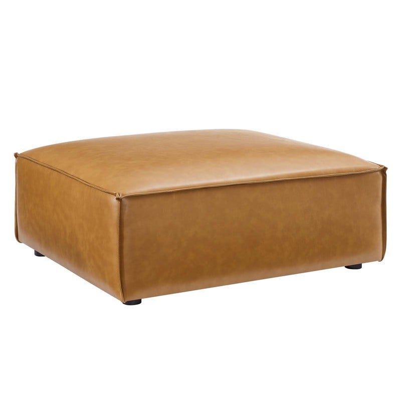 MODWAY EEI-4496-TAN RESTORE 35 INCH VEGAN LEATHER OTTOMAN