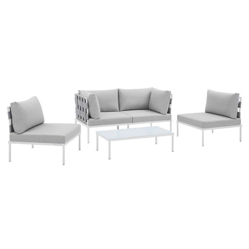 MODWAY EEI-4691 HARMONY 4-PIECE SUNBRELLA OUTDOOR PATIO ALUMINUM SEATING SET