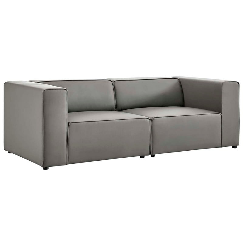 MODWAY EEI-4788 MINGLE 74 INCH VEGAN LEATHER 2-PIECE SECTIONAL SOFA LOVESEAT