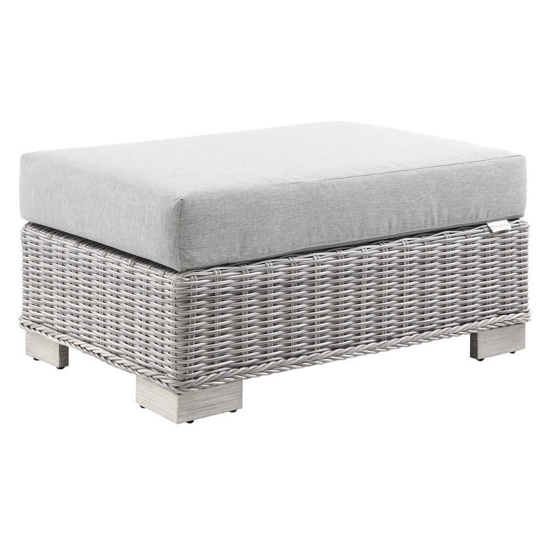 MODWAY EEI-4839 CONWAY 32 INCH OUTDOOR PATIO WICKER RATTAN OTTOMAN