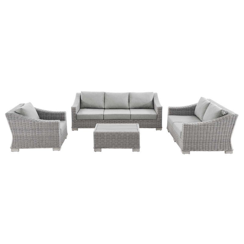 MODWAY EEI-5091 CONWAY 4-PIECE OUTDOOR PATIO WICKER RATTAN FURNITURE SET