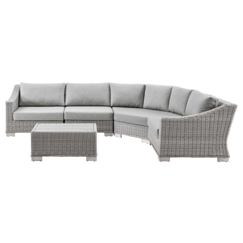 MODWAY EEI-5093 CONWAY OUTDOOR PATIO WICKER RATTAN 5-PIECE SECTIONAL SOFA FURNITURE SET