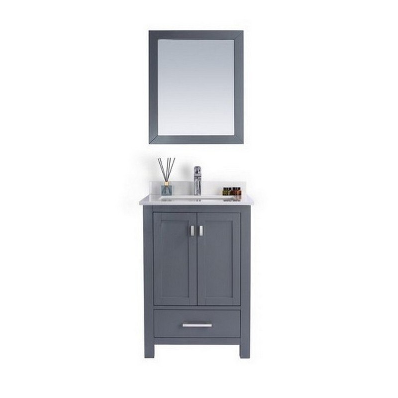 LAVIVA 313ANG-24G-WQ WILSON 24 INCH GREY CABINET WITH WHITE QUARTZ COUNTERTOP