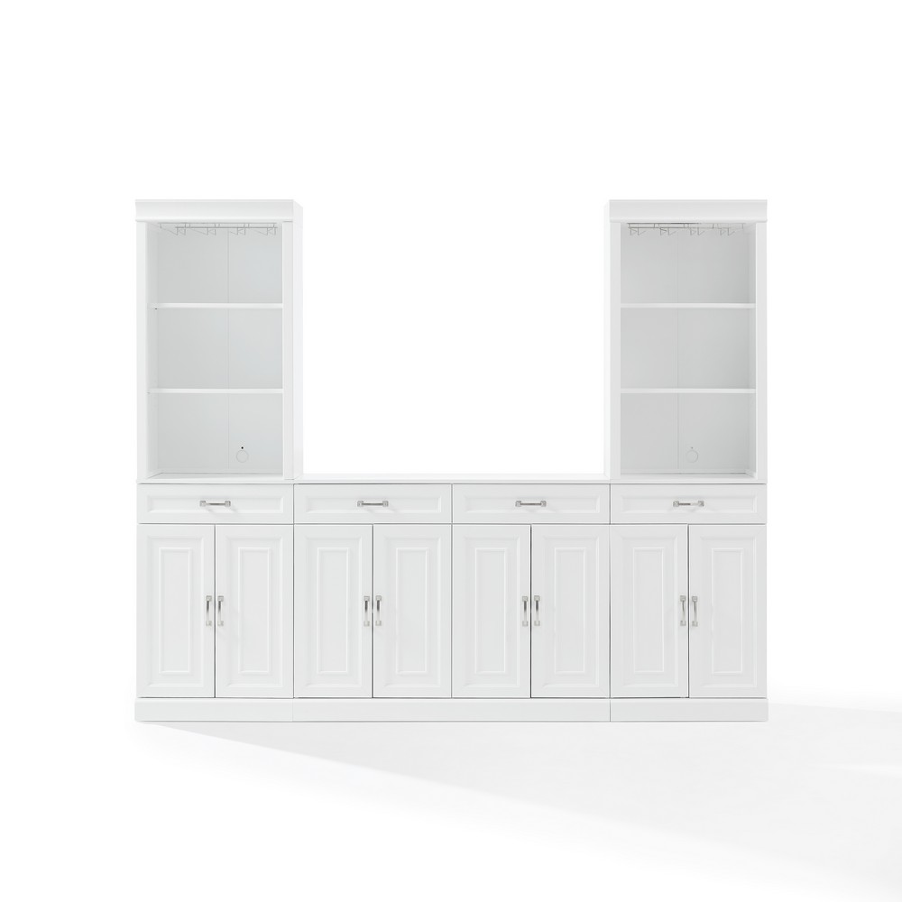 CROSLEY KF33043WH STANTON 3-PIECE SIDEBOARD AND BAR CABINET SET IN WHITE