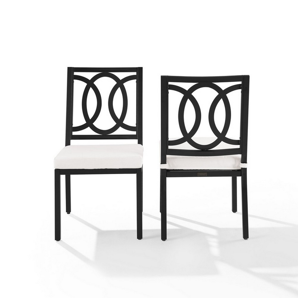 CROSLEY KO60053MB-CR CHAMBERS 18 3/4 INCH 2-PIECE OUTDOOR DINING CHAIR SET IN CREME AND MATTE BLACK