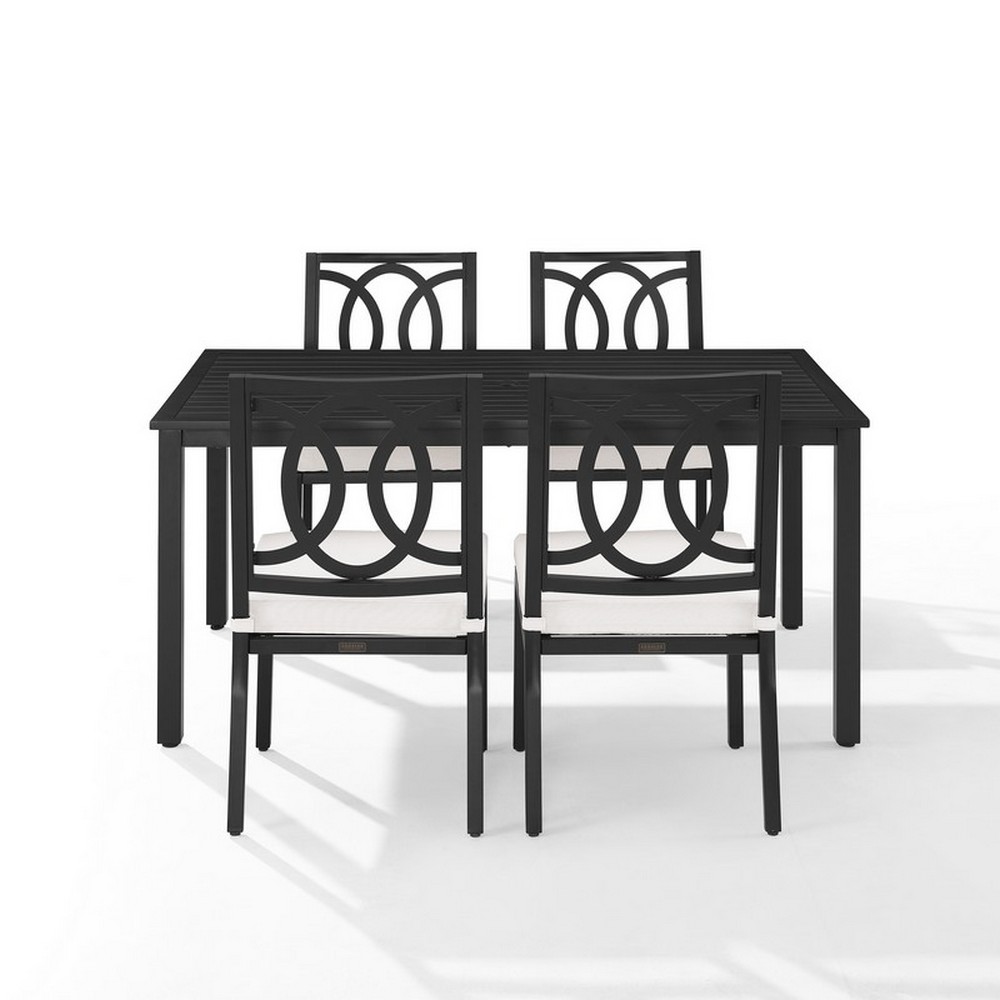 CROSLEY KO60054MB-CR CHAMBERS 5-PIECE OUTDOOR DINING SET IN CREME AND MATTE BLACK