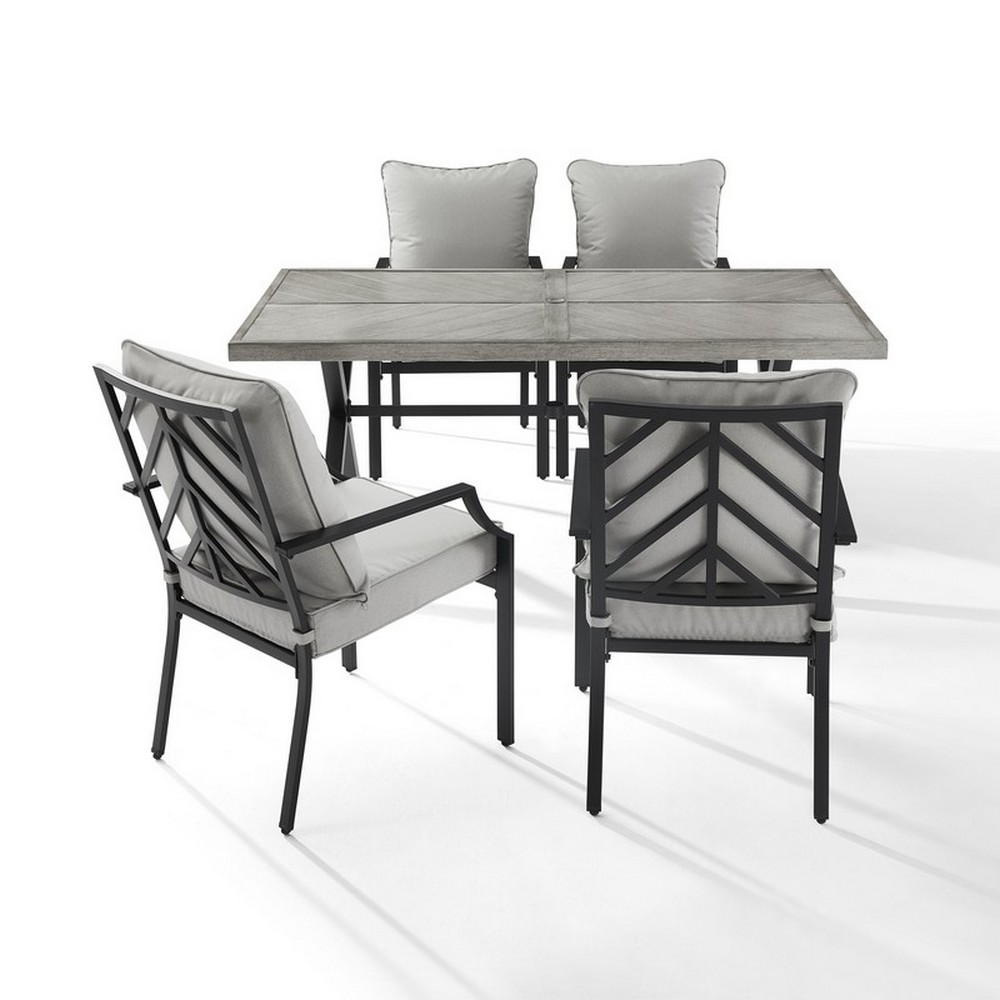 CROSLEY KO60060MB-GY OTTO 5-PIECE OUTDOOR DINING SET IN GRAY AND MATTE BLACK