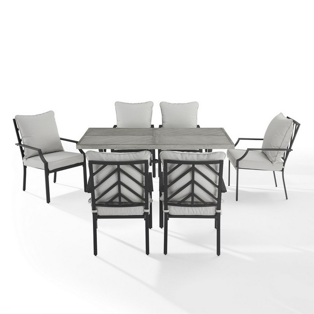 CROSLEY KO60061MB-GY OTTO 7-PIECE OUTDOOR DINING SET IN GRAY AND MATTE BLACK