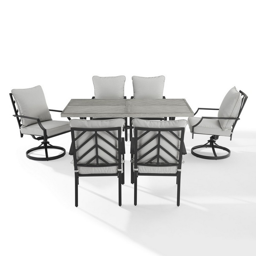 CROSLEY KO60063MB-GY OTTO 7-PIECE OUTDOOR DINING SET IN GRAY AND MATTE BLACK