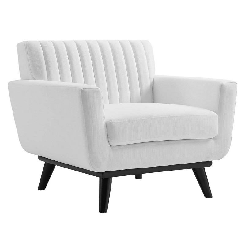 MODWAY EEI-5460-WHI ENGAGE 35 1/2 INCH CHANNEL TUFTED FABRIC ARMCHAIR