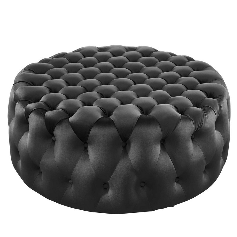 MODWAY EEI-5469 AMOUR 40 INCH TUFTED BUTTON LARGE ROUND PERFORMANCE VELVET OTTOMAN