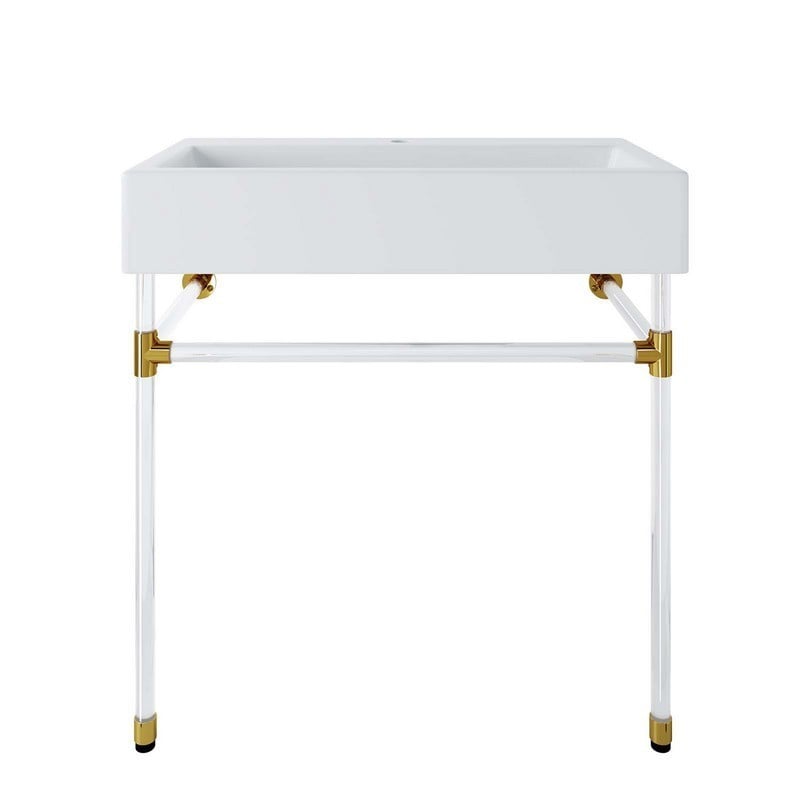 MODWAY EEI-5539-ACR-WHI REDEEM 32 INCH ACRYLIC WALL-MOUNT BATHROOM VANITY