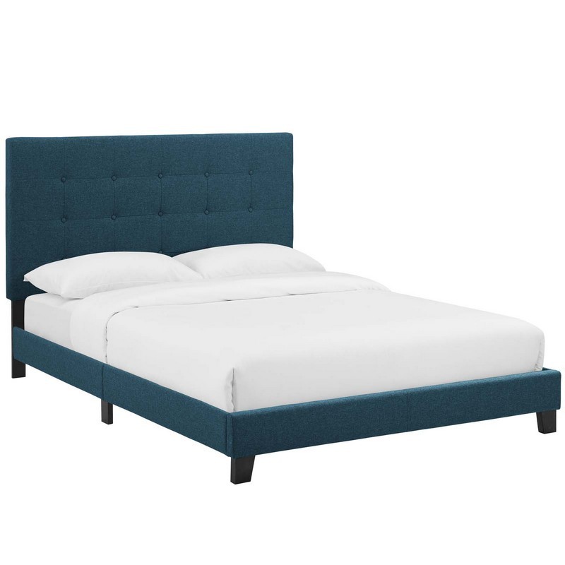 MODWAY MOD-5877 MELANIE 80 1/2 INCH TWIN TUFTED BUTTON UPHOLSTERED FABRIC PLATFORM BED