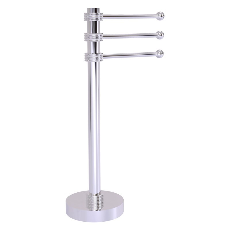 ALLIED BRASS 973G 9 INCH VANITY TOP 3 SWING ARM GUEST TOWEL HOLDER WITH GROOVED ACCENTS