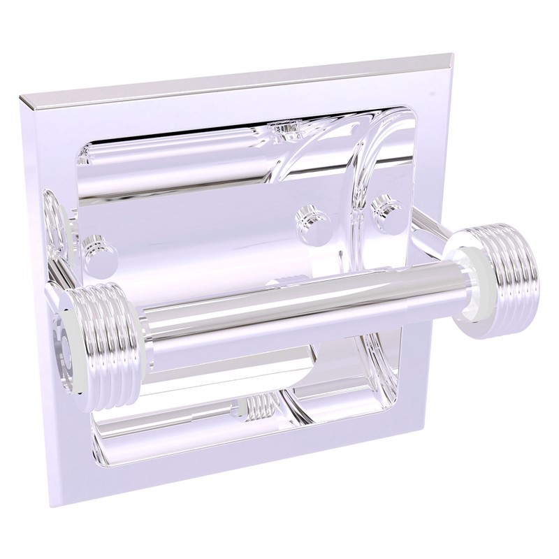 ALLIED BRASS CV-24CG CLEARVIEW 6 1/4 INCH RECESSED TOILET PAPER HOLDER WITH GROOVED ACCENTS