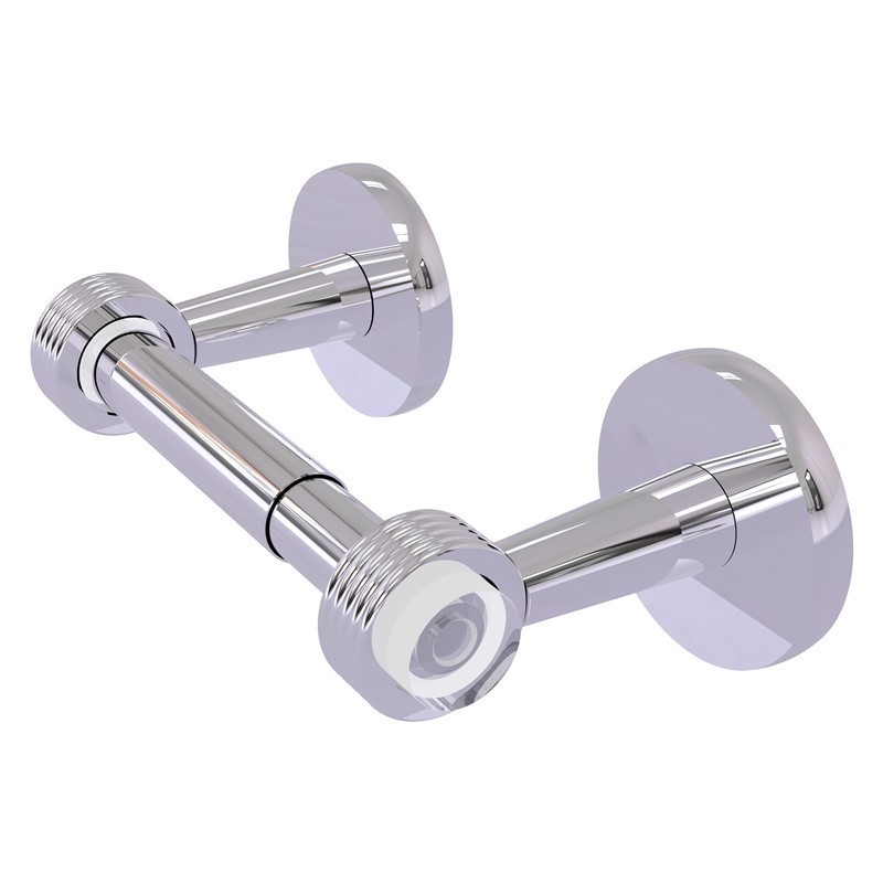 ALLIED BRASS CV-24G CLEARVIEW 8 1/8 INCH TWO POST TOILET TISSUE HOLDER WITH GROOVED ACCENTS