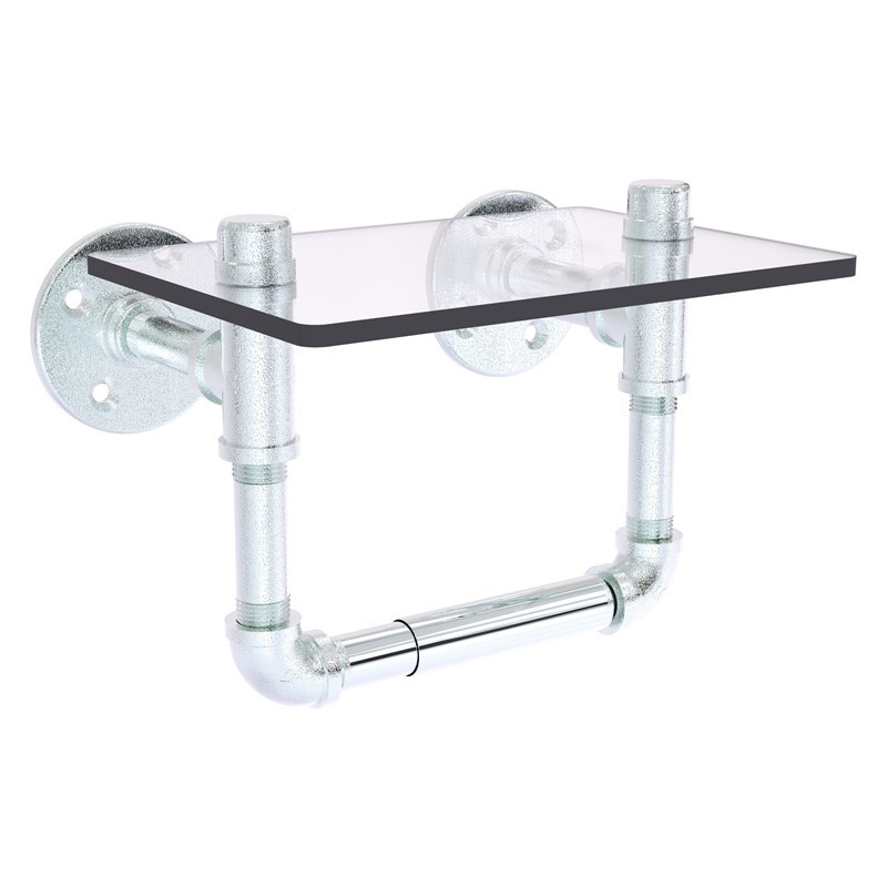 ALLIED BRASS P-130-TPGS PIPELINE 9 1/2 INCH TOILET TISSUE HOLDER WITH GLASS SHELF