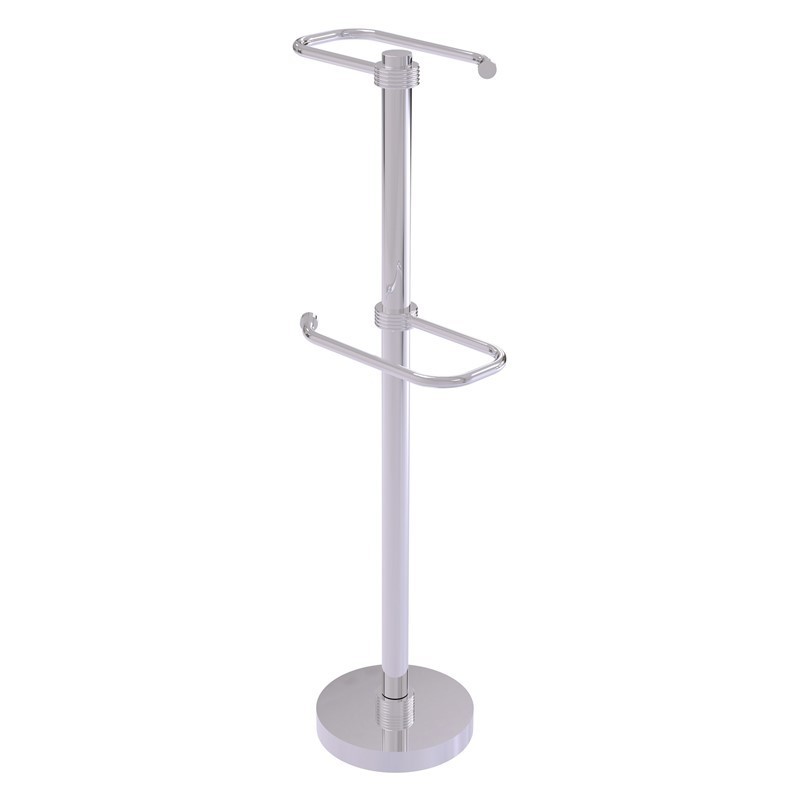 ALLIED BRASS TS-26G 11 1/2 INCH FREE STANDING TWO ROLL TOILET TISSUE STAND WITH GROOVED ACCENT
