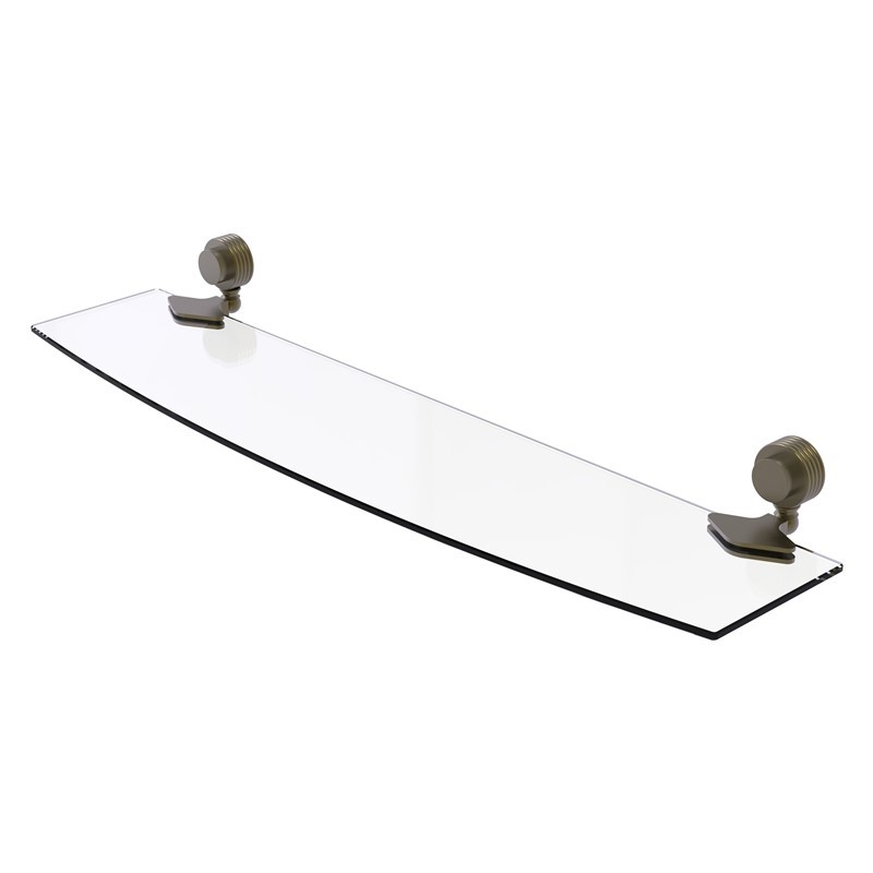 ALLIED BRASS 433G/24 VENUS 24 INCH GLASS SHELF WITH GROOVED ACCENTS