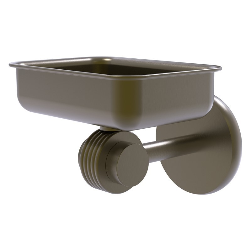 ALLIED BRASS 7232G SATELLITE ORBIT TWO 4 1/2 INCH WALL MOUNTED SOAP DISH WITH GROOVED ACCENTS