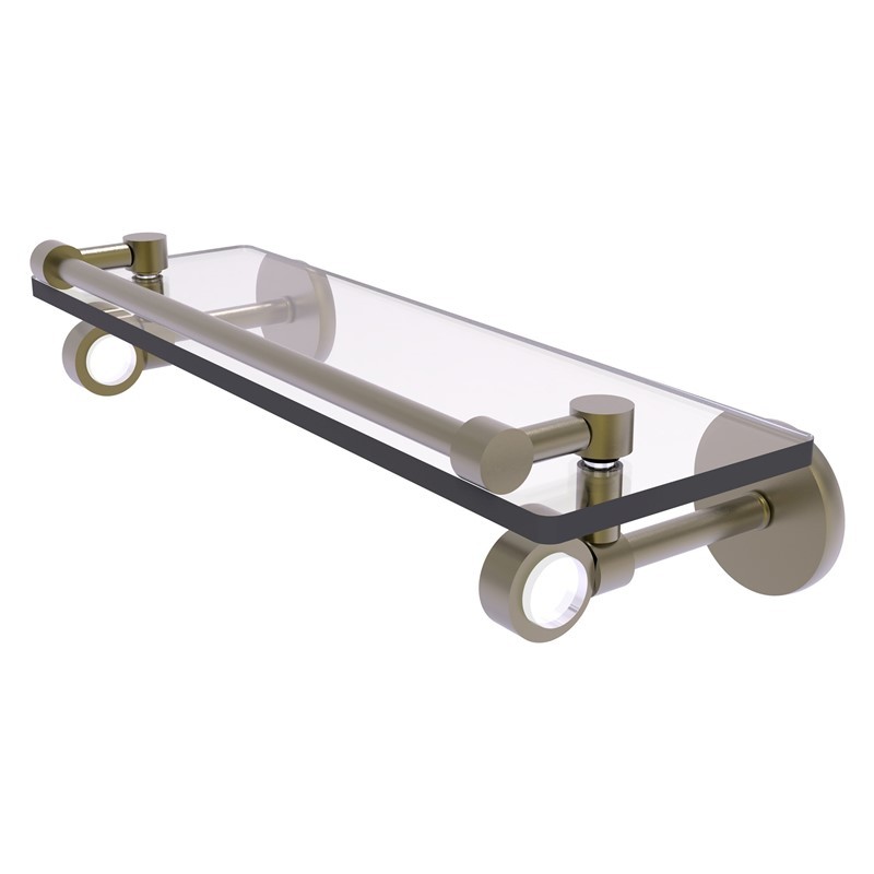 ALLIED BRASS CV-1-16-GAL CLEARVIEW 16 INCH GLASS SHELF WITH GALLERY RAIL