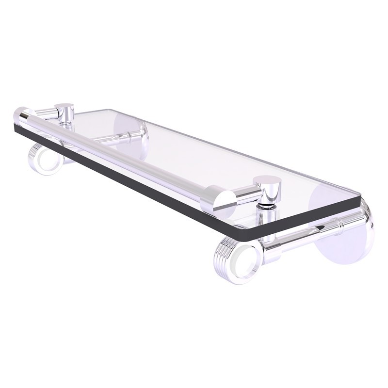 ALLIED BRASS CV-1G-16-GAL CLEARVIEW 16 INCH GALLERY RAIL GLASS SHELF WITH GROOVED ACCENTS