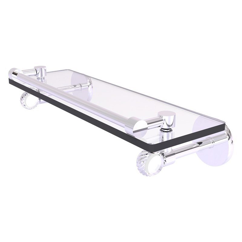 ALLIED BRASS CV-1T-16-GAL CLEARVIEW 16 INCH GALLERY RAIL GLASS SHELF WITH TWISTED ACCENTS