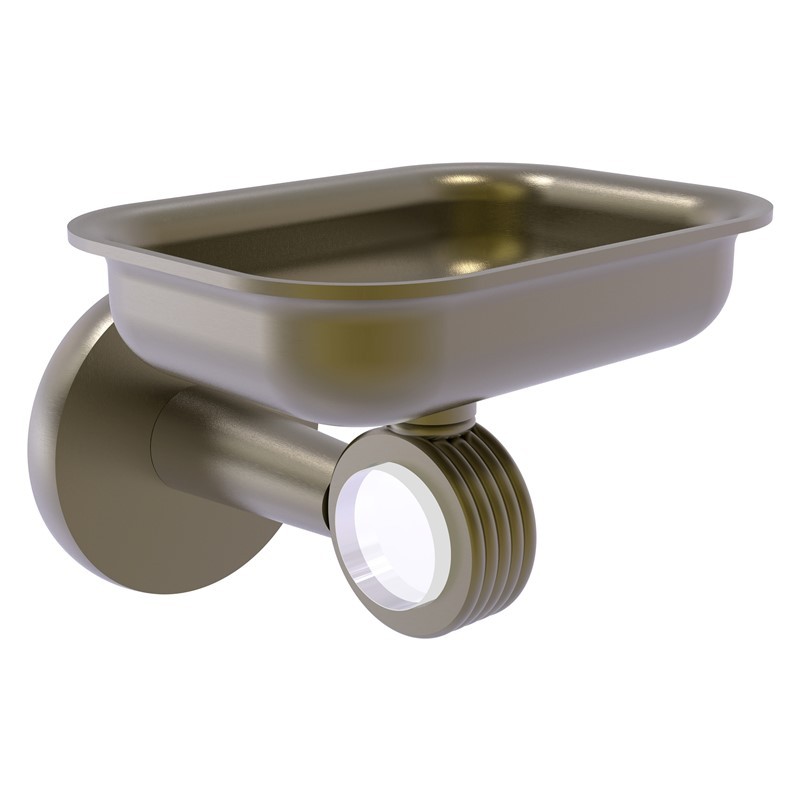 ALLIED BRASS CV-32G CLEARVIEW 4 3/8 INCH WALL MOUNTED SOAP DISH HOLDER WITH GROOVED ACCENTS