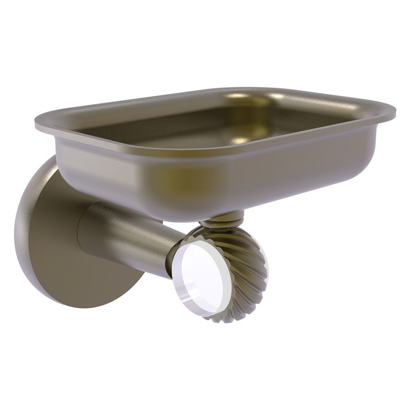 ALLIED BRASS CV-32T CLEARVIEW 4 3/8 INCH WALL MOUNTED SOAP DISH HOLDER WITH TWISTED ACCENTS