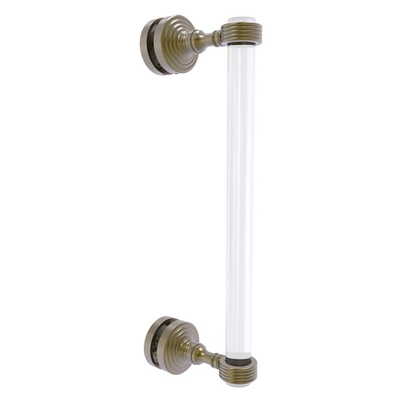 ALLIED BRASS PG-407G-12SM PACIFIC GROVE 5 1/4 INCH X 13 INCH SINGLE SIDE SHOWER DOOR PULL WITH GROOVED ACCENTS