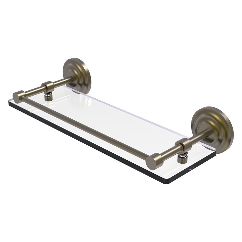 ALLIED BRASS QN-1/16-GAL QUE NEW 16 INCH TEMPERED GLASS SHELF WITH GALLERY RAIL