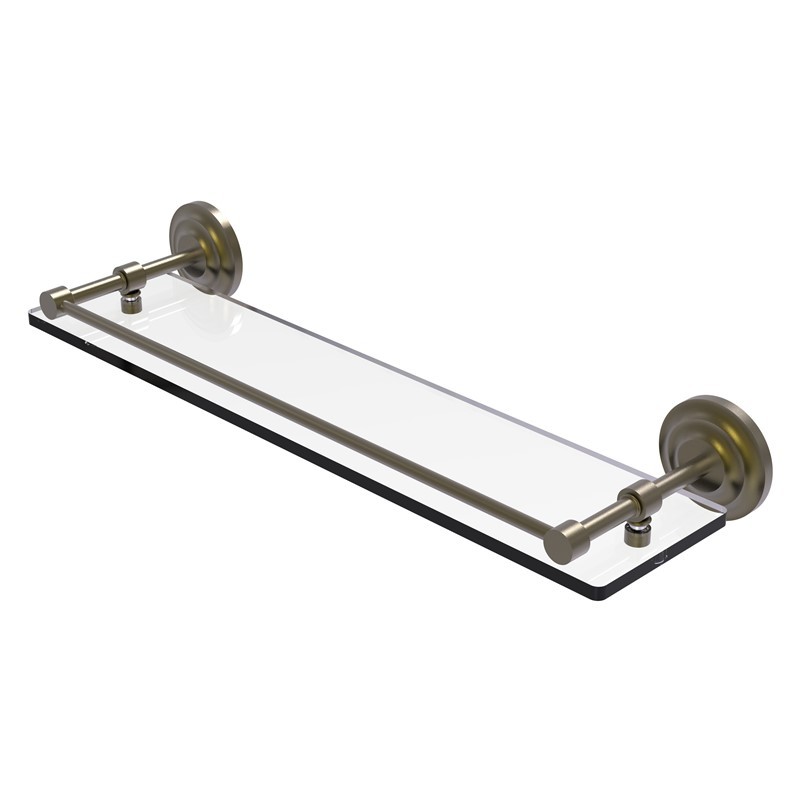 ALLIED BRASS QN-1/22-GAL QUE NEW 22 INCH TEMPERED GLASS SHELF WITH GALLERY RAIL