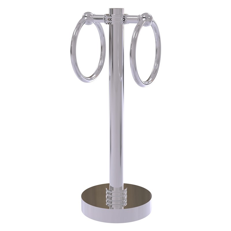 ALLIED BRASS 953D 5 INCH VANITY TOP 2 TOWEL RING GUEST TOWEL HOLDER WITH DOTTED ACCENTS