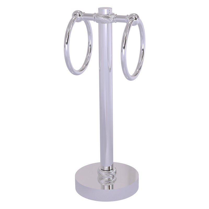 ALLIED BRASS 953T 5 INCH VANITY TOP 2 TOWEL RING GUEST TOWEL HOLDER WITH TWISTED ACCENTS