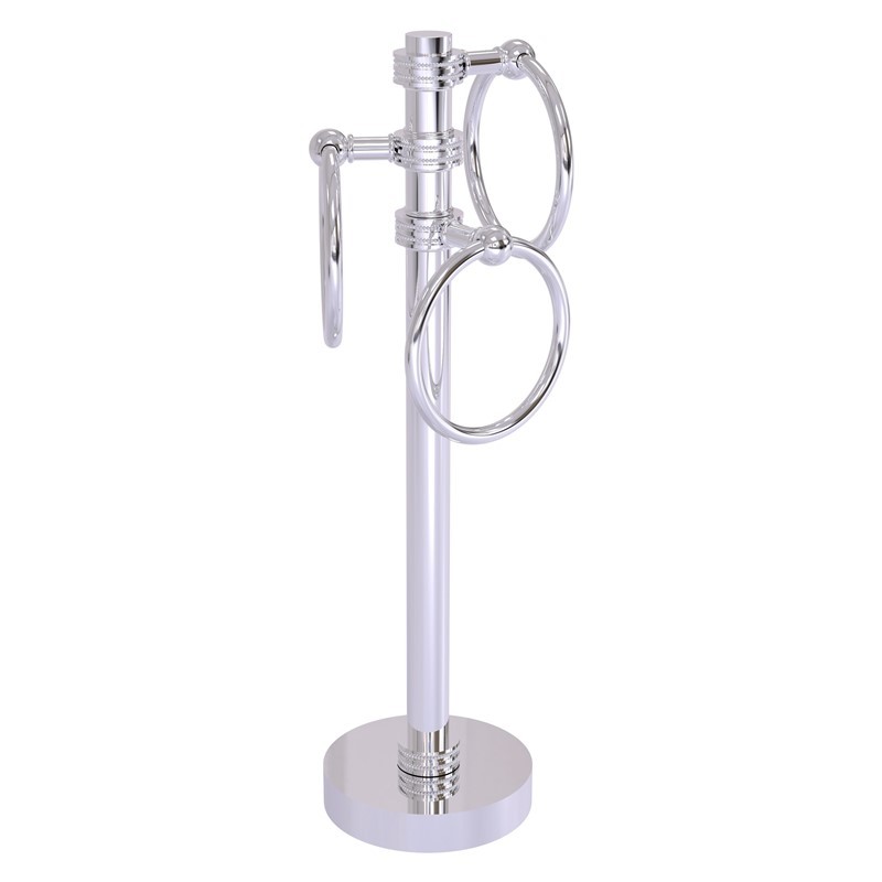 ALLIED BRASS 983D 5 INCH VANITY TOP 3 TOWEL RING GUEST TOWEL HOLDER WITH DOTTED ACCENTS