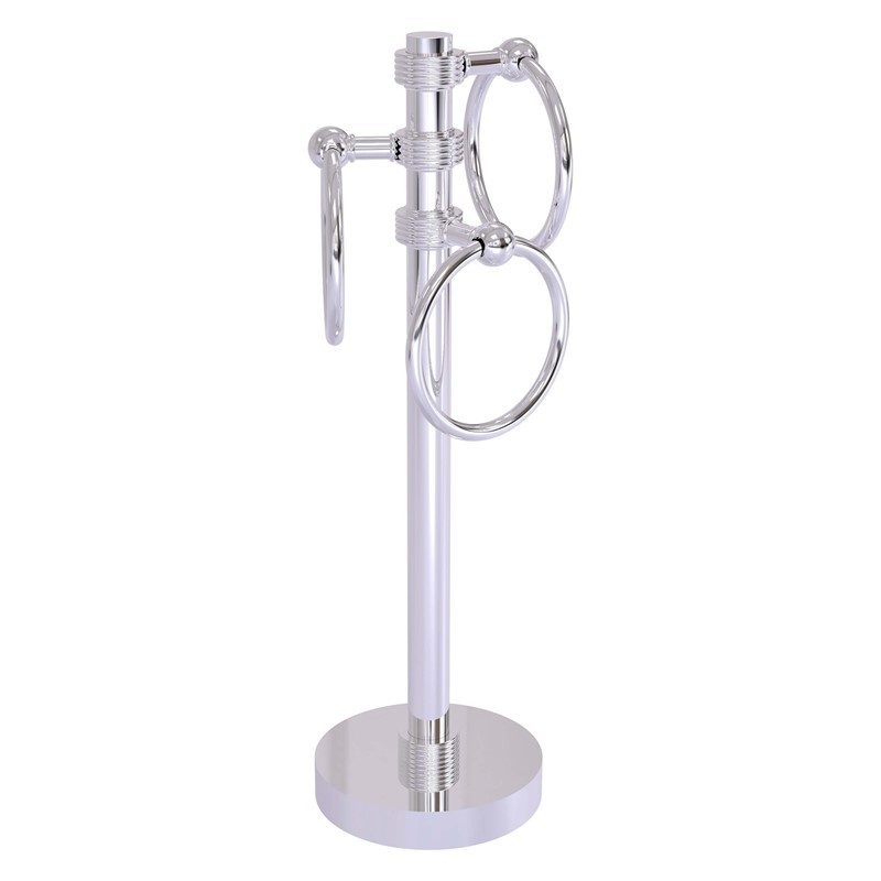 ALLIED BRASS 983G 5 INCH VANITY TOP 3 TOWEL RING GUEST TOWEL HOLDER WITH GROOVED ACCENTS