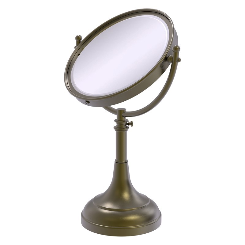 ALLIED BRASS DM-1/2X 8 INCH HEIGHT ADJUSTABLE VANITY TOP MAKE-UP MIRROR 2X MAGNIFICATION