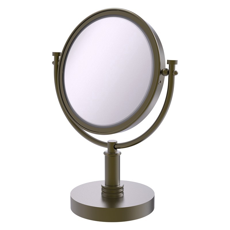ALLIED BRASS DM-4D/2X 8 INCH VANITY TOP MAKE-UP MIRROR 2X MAGNIFICATION WITH DOTTED ACCENTS